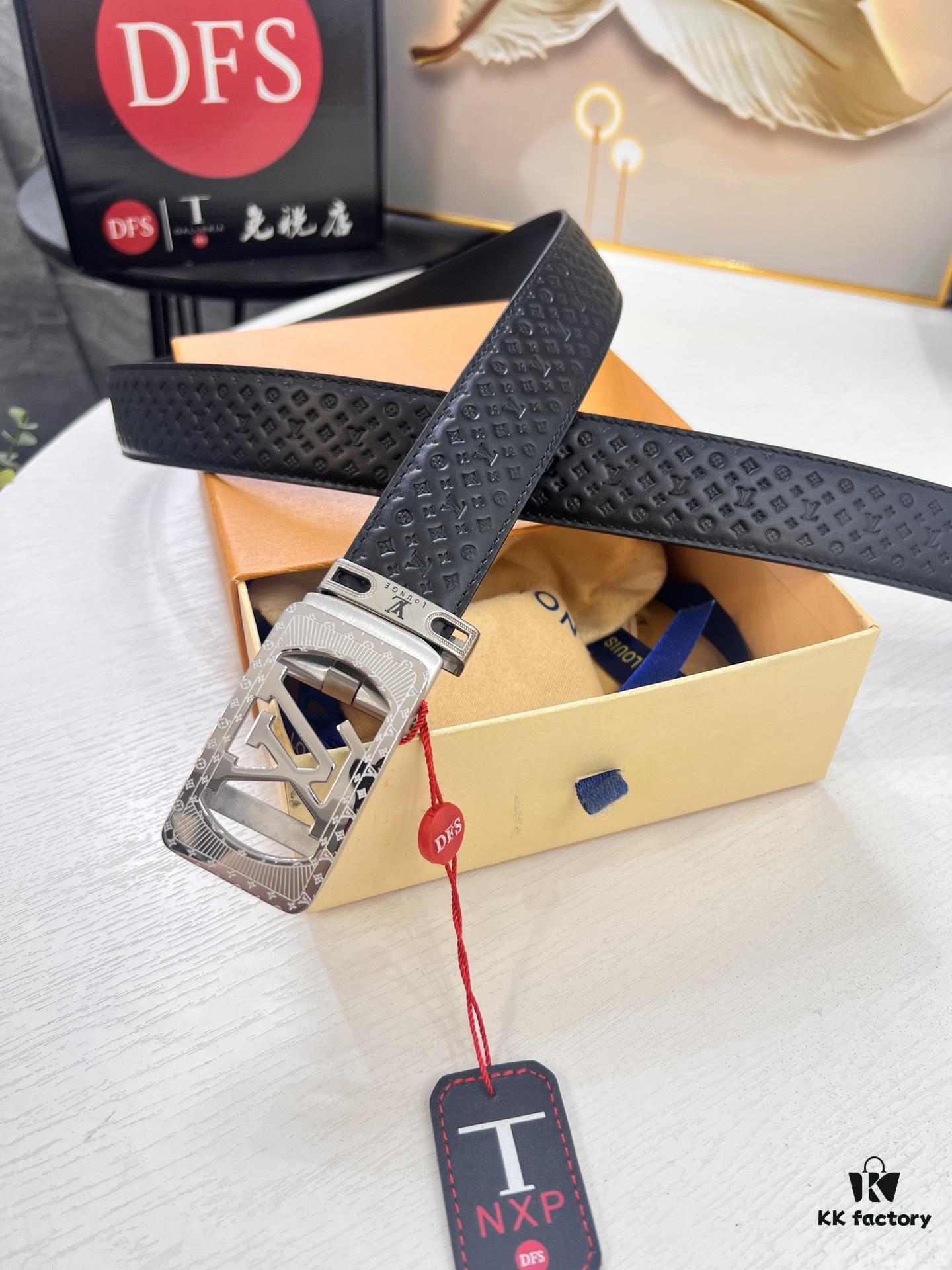 693202f73a89a121ed550e5e Louis Vuitton Automatic Buckle Belt, Full-Grain Imported Calfskin with Small Grain Cowhide, 3.5cm Width, Top-Quality Business Formal Belt