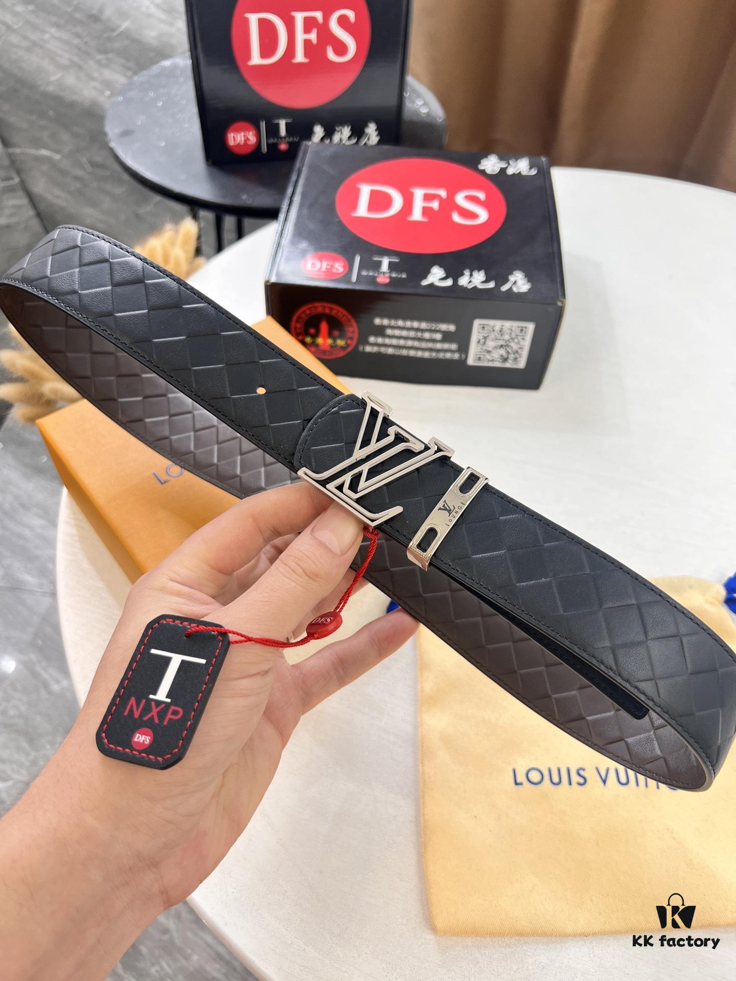 693202f83a89a121ed550e69 LV Men's Belt - Original Imported Woven Top-Layer Leather, Slim Design with Steel Hardware, Reversible Style, 3.8cm Width