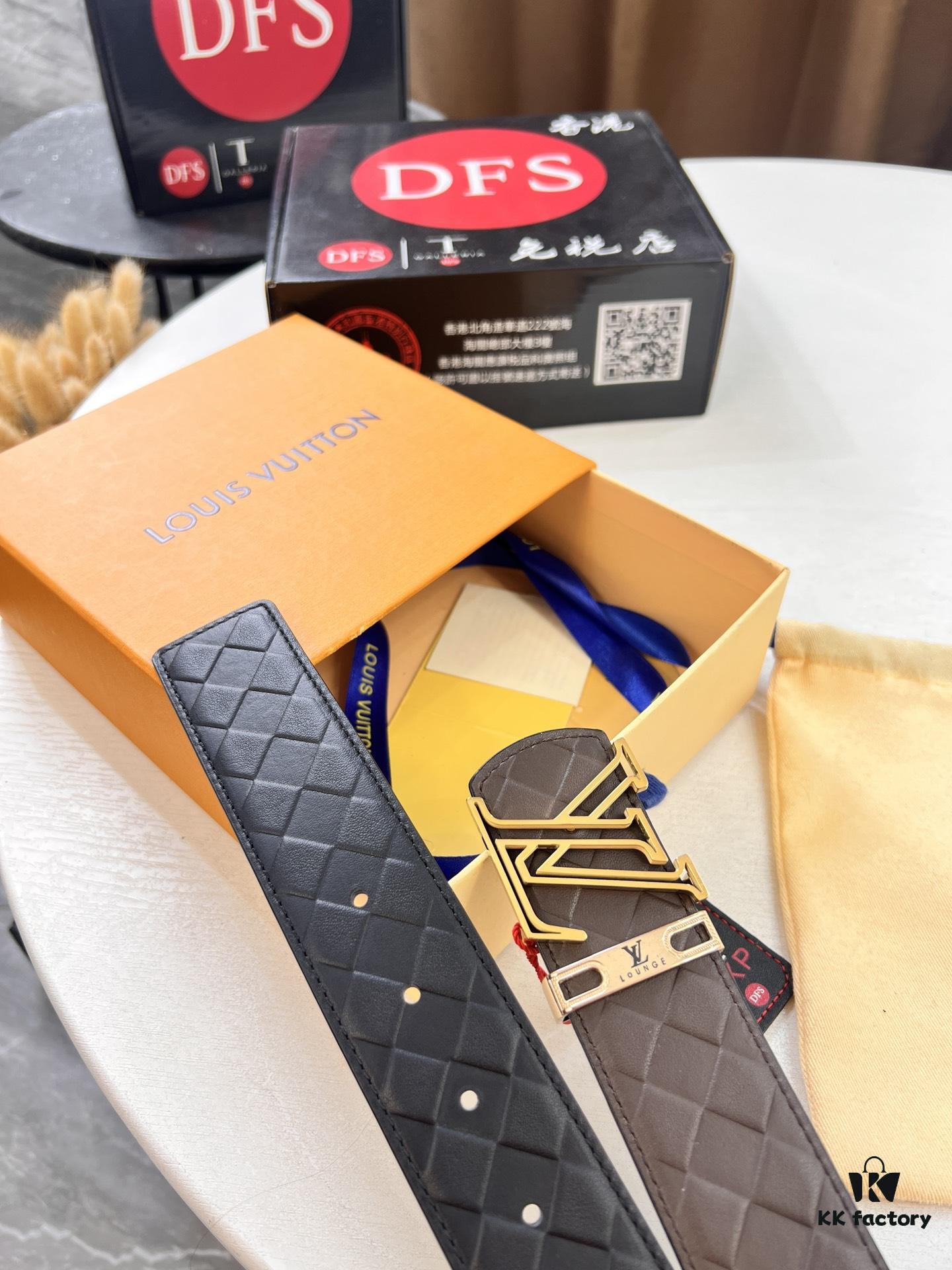693202f93a89a121ed550e72 LV Men's Belt - Original Imported Woven Top-Layer Leather, New Style with Steel Hardware, Reversible Design