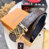 693202f93a89a121ed550e73 LV Men's Belt - Original Imported Woven Top-Layer Leather, New Style with Steel Hardware, Reversible Design