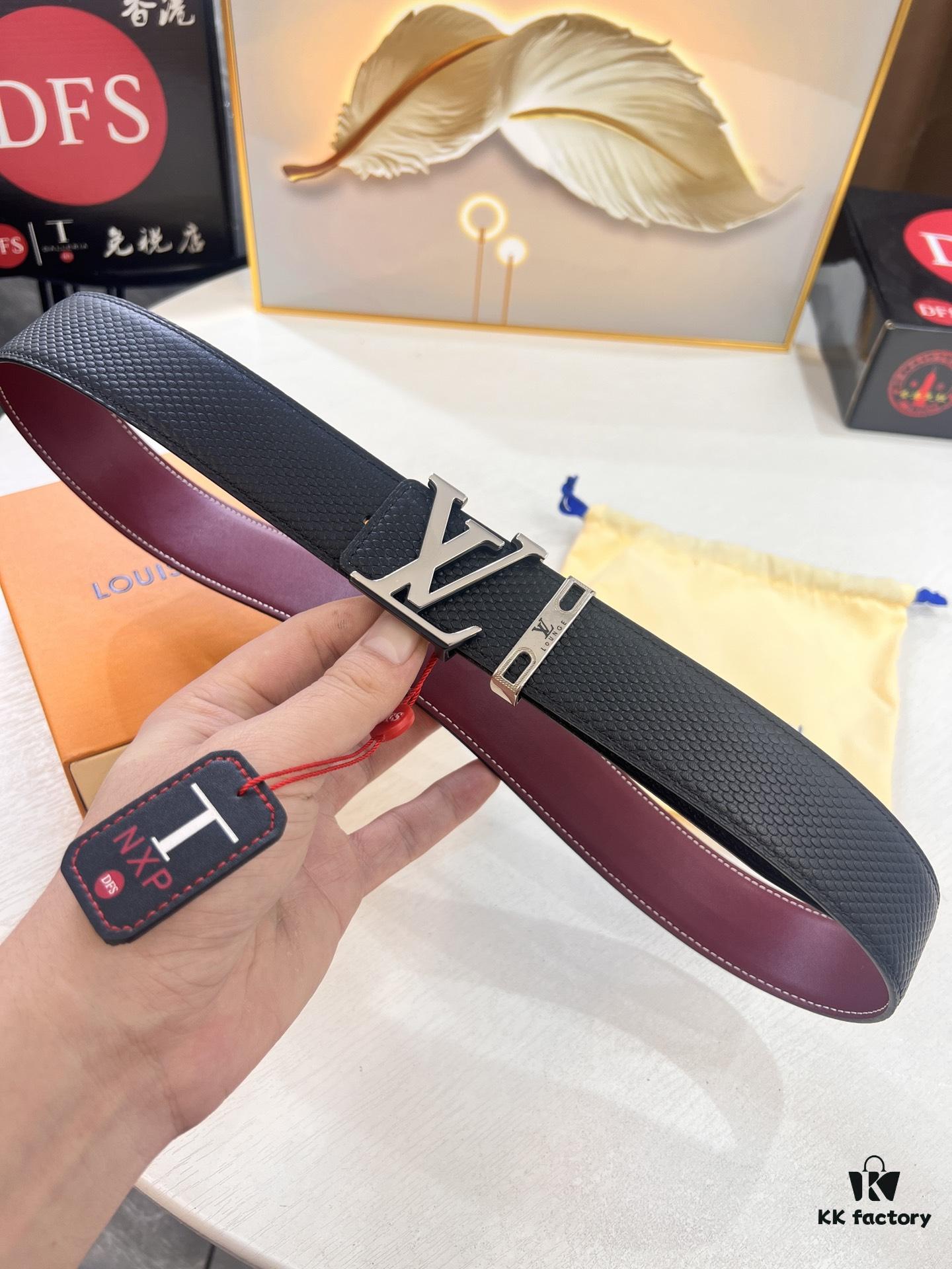 693202f93a89a121ed550e79 Top-Tier Louis Vuitton LV Belt, Genuine First-Layer French Calfskin, 3.8cm Width, Premium Hong Kong Duty-Free T Gift Box, Original NXP RFID Tag (Verifiable on Official Website), Stainless Steel Hardware, Hidden Buckle Design