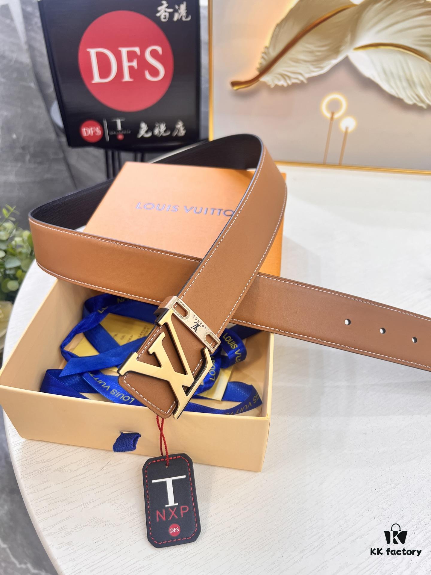 693202fa3a89a121ed550e85 Top-Tier Louis Vuitton LV Belt – Genuine Full-Grain French Calfskin, 3.8cm Width, Premium Hong Kong Duty-Free T Gift Box, Original NXP RFID Tag (Verifiable on Official Website), Solid Stainless Steel Hardware