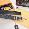 693202fc3a89a121ed550e9b LV Men's Belt, New Style, Checkered Imported Fabric, Genuine Cowhide, Brass Hardware, 3.8cm Width