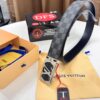 693202fc3a89a121ed550e9c LV Men's Belt, New Style, Checkered Imported Fabric, Genuine Cowhide, Brass Hardware, 3.8cm Width