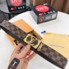 693202fc3a89a121ed550ea0 LV Men's Belt, New Style, Checkered Imported Fabric, Genuine Cowhide, Letter Hardware, 3.8cm Width