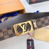 693202fc3a89a121ed550ea1 LV Men's Belt, New Style, Checkered Imported Fabric, Genuine Cowhide, Letter Hardware, 3.8cm Width