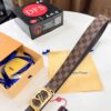 693202fd3a89a121ed550ea4 LV Men's Belt, New Style, Checkered Imported Fabric, Genuine Cowhide, Letter Hardware, 3.8cm Width