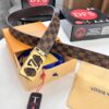 693202fd3a89a121ed550ea5 LV Men's Belt, New Style, Checkered Imported Fabric, Genuine Cowhide, Letter Hardware, 3.8cm Width