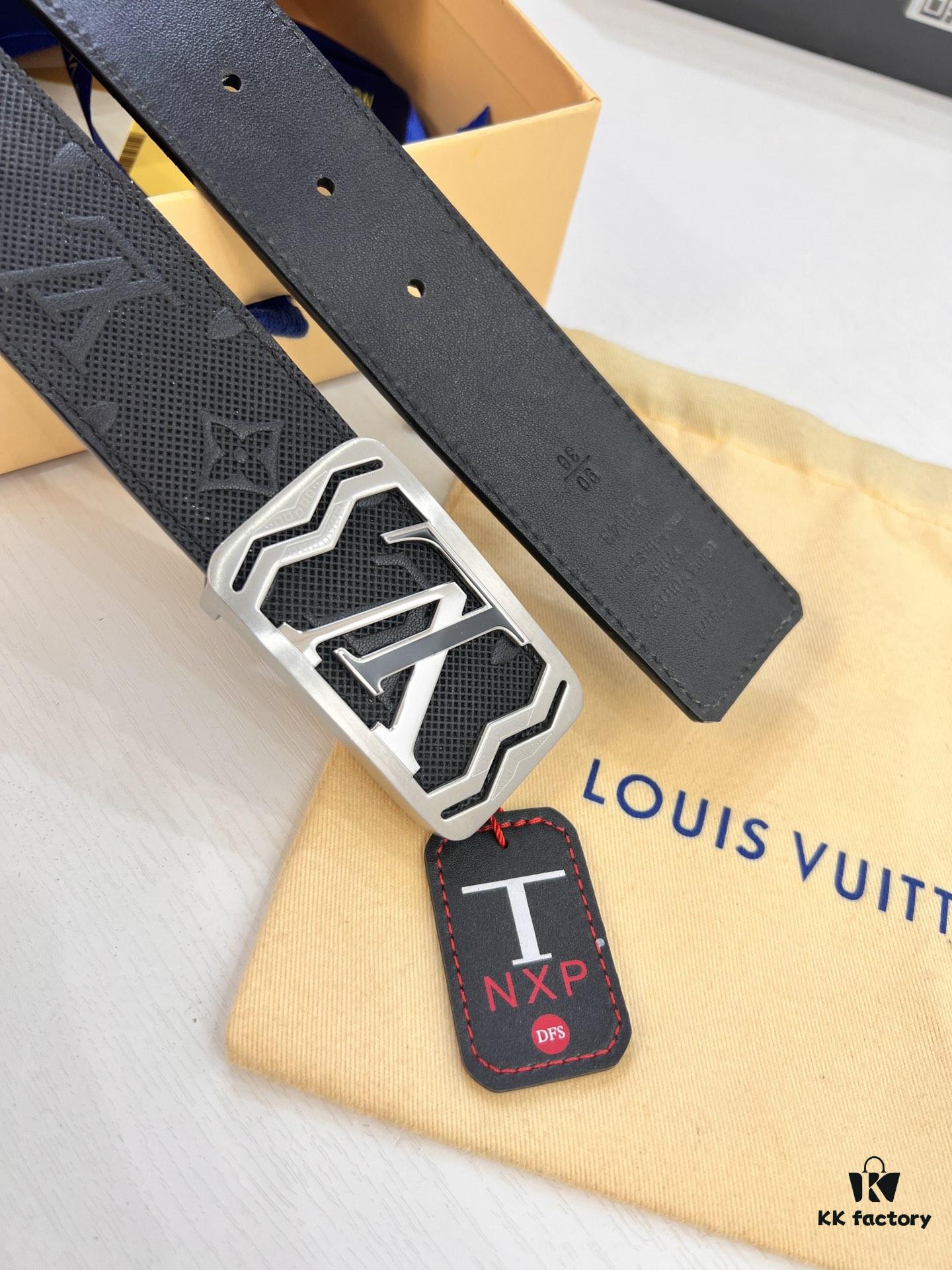 693202fd3a89a121ed550eac LV Men's Belt, Imported Genuine First-Layer Cowhide, Reversible Design, 3.8cm Width, High-Quality with NXP Anti-Counterfeit Chip