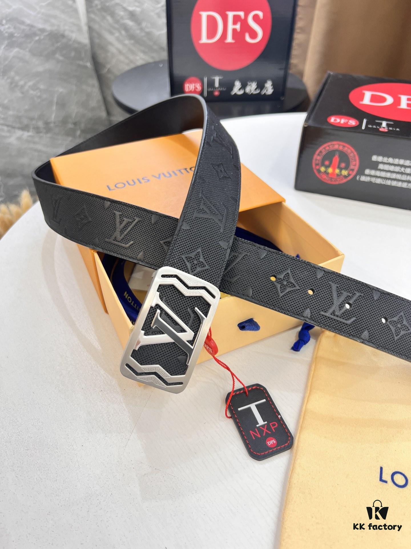 693202fd3a89a121ed550eae LV Men's Belt, Imported Genuine First-Layer Cowhide, Reversible Design, 3.8cm Width, High-Quality with NXP Anti-Counterfeit Chip