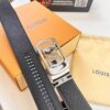 693203003a89a121ed550ed2 Louis Vuitton Automatic Buckle Belt, Full-Grain Calfskin with Checkerboard Embossing, 3.5cm Width, Top-Quality Craftsmanship