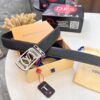 693203013a89a121ed550ed5 Louis Vuitton Automatic Buckle Belt, Full-Grain Calfskin with Checkerboard Embossing, 3.5cm Width, Top-Quality Craftsmanship