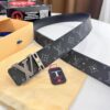 693203013a89a121ed550edd LV Men's Belt, ZP Molded New Style, Synchronized Classic Plaid Fabric, Genuine Cowhide Leather, Heavy-Duty Steel Buckle, 4.0cm Width