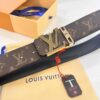 693203013a89a121ed550ee1 LV Men's Belt, New Arrival, ZP Molded, Matching Classic Check Fabric, Genuine Cowhide Leather, Heavy-Duty Stainless Steel Buckle, 4.0cm Width