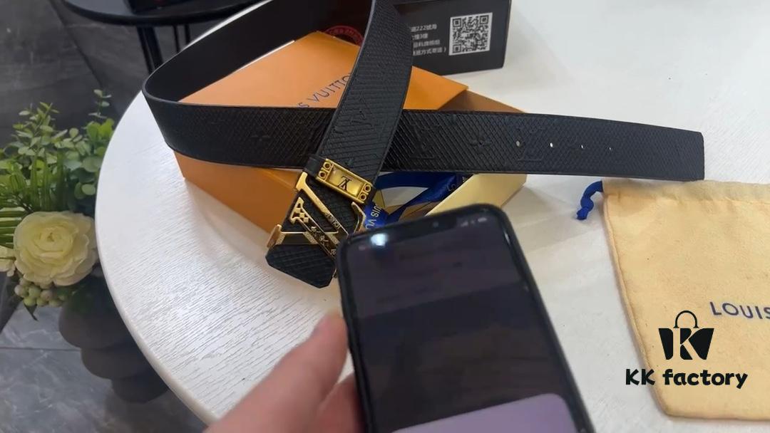 693203023a89a121ed550ee7 LV New Model Embossed Leather Belt with Diamond-Finished Hardware, Anti-Counterfeit Video Network Authentication