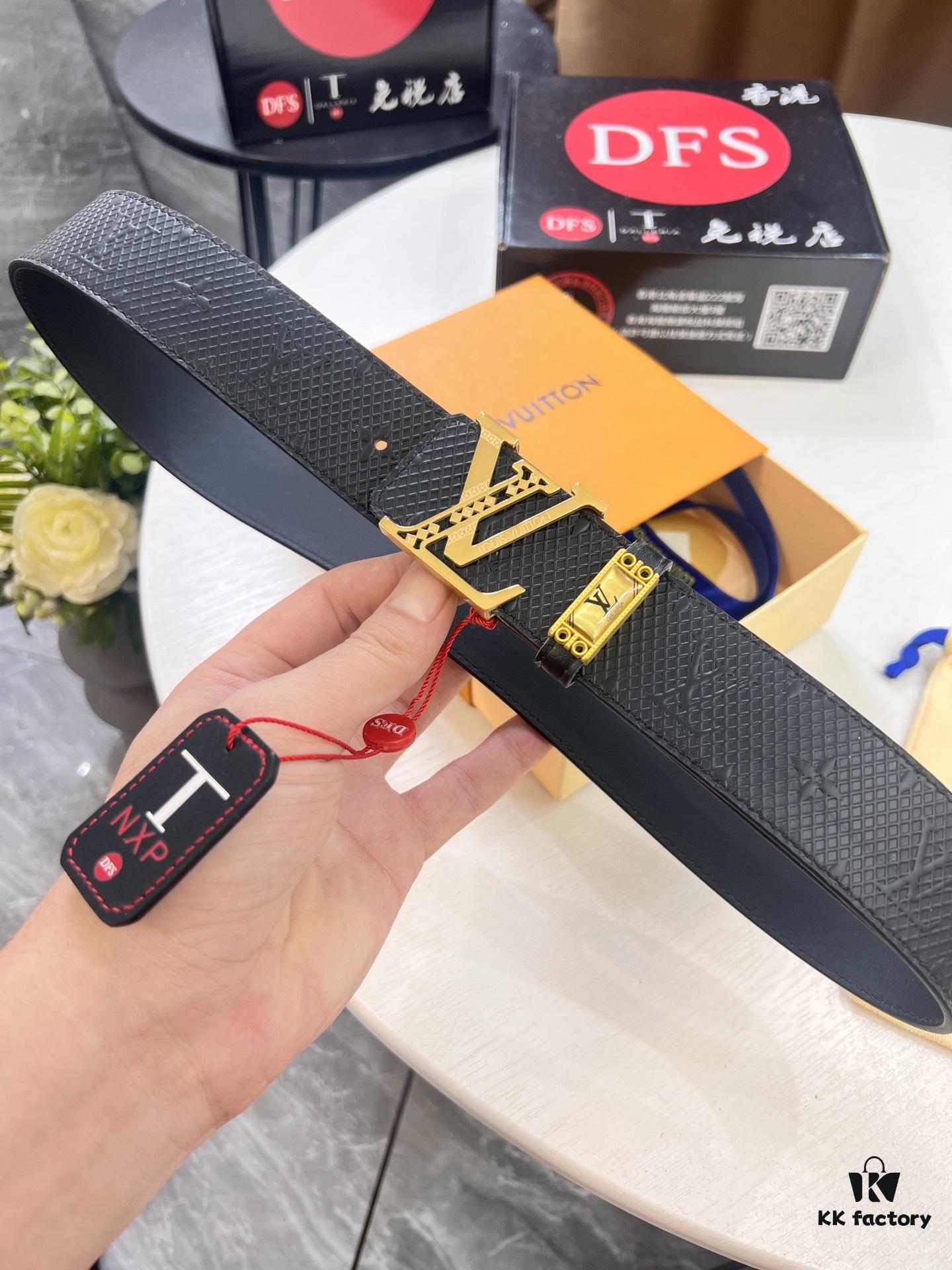 693203023a89a121ed550ee9 LV Men's Belt, Imported Genuine First-Layer Cowhide, Reversible Design, 3.8cm Width, Premium Quality with NXP Anti-Counterfeit Chip