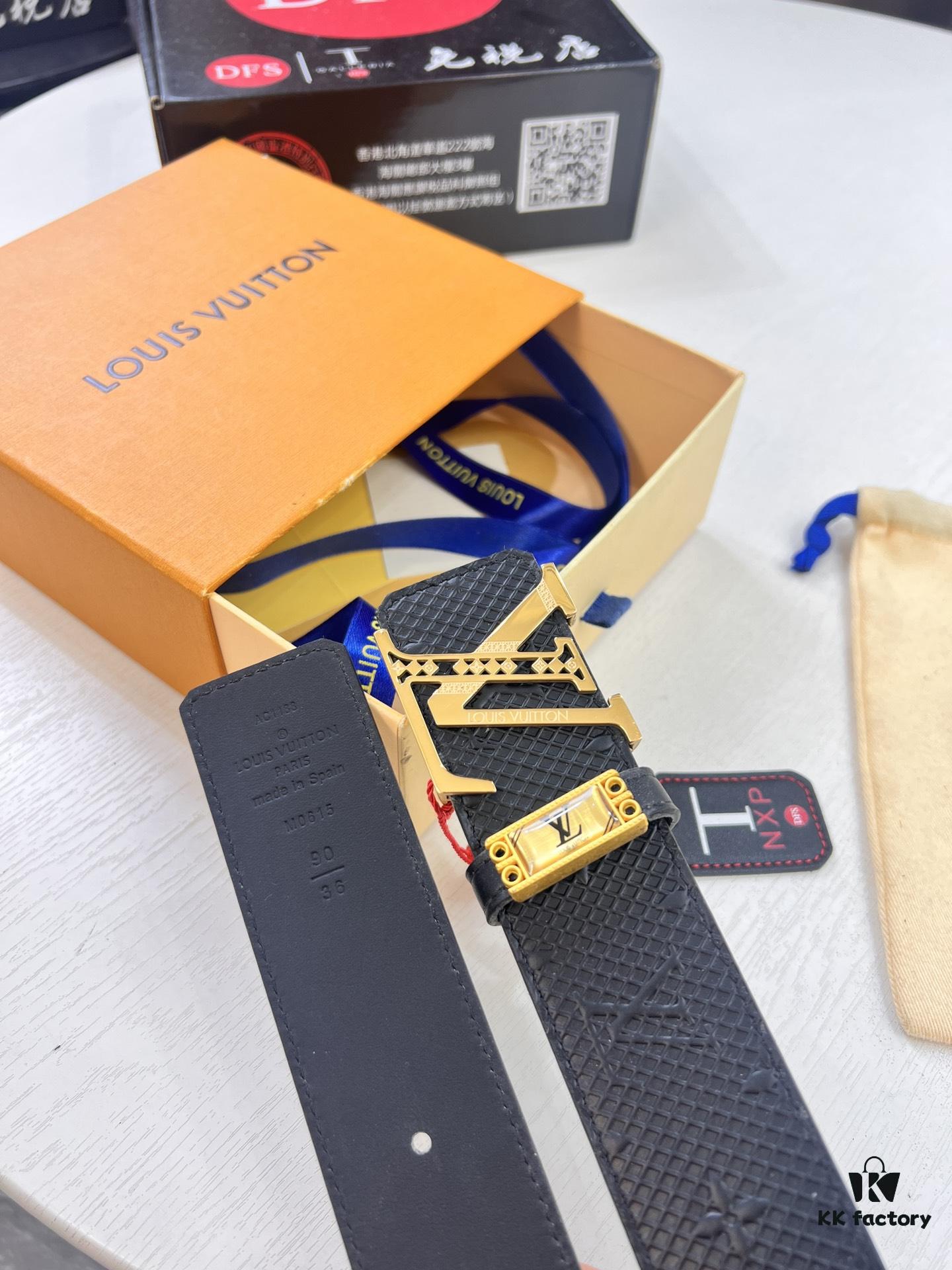 693203023a89a121ed550eeb LV Men's Belt, Imported Genuine First-Layer Cowhide, Reversible Design, 3.8cm Width, Premium Quality with NXP Anti-Counterfeit Chip
