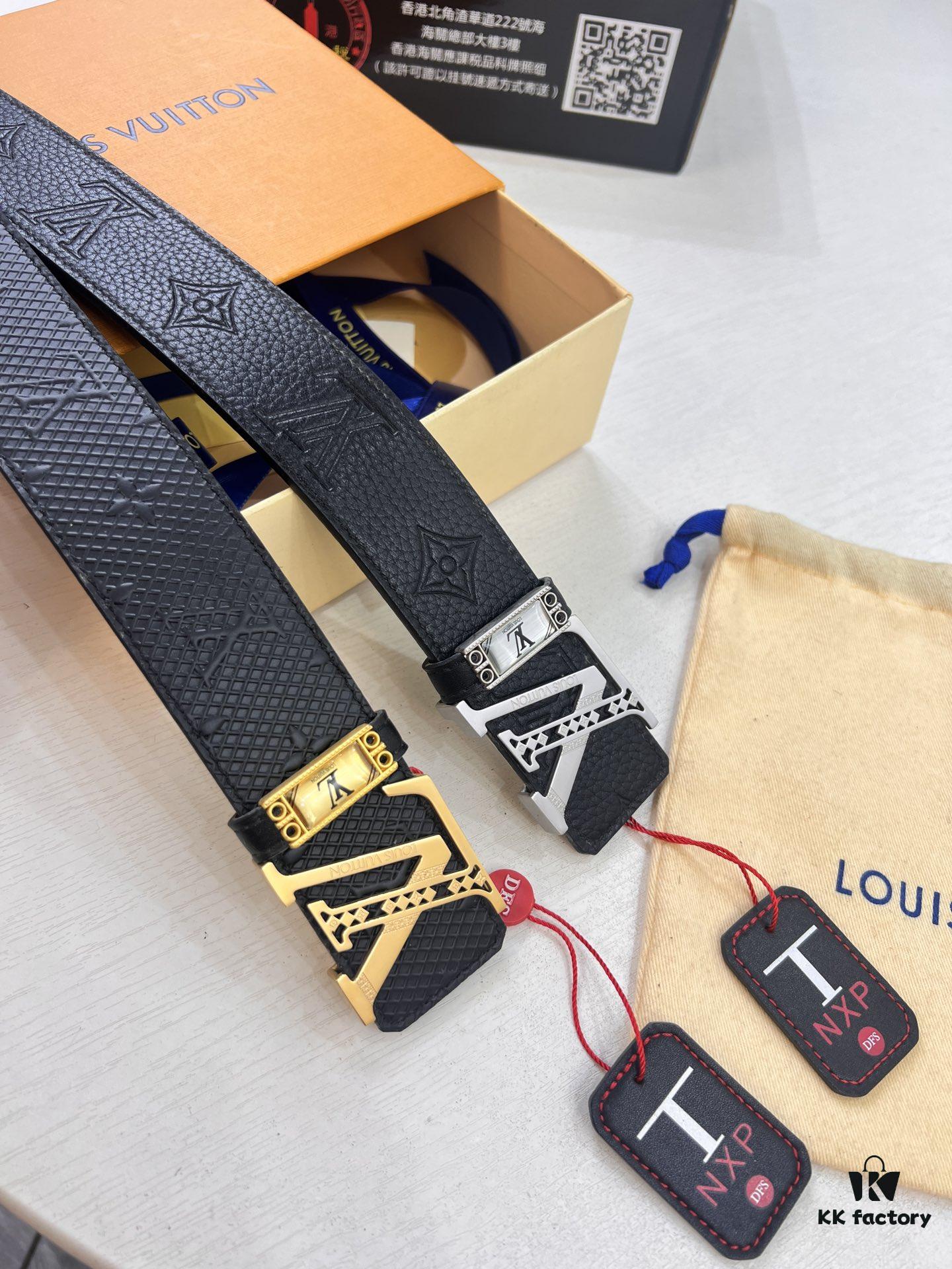693203033a89a121ed550eef LV Men's Belt, Imported Genuine First-Layer Cowhide, Reversible Design, 3.8cm Width, Premium Quality with NXP Anti-Counterfeit Chip