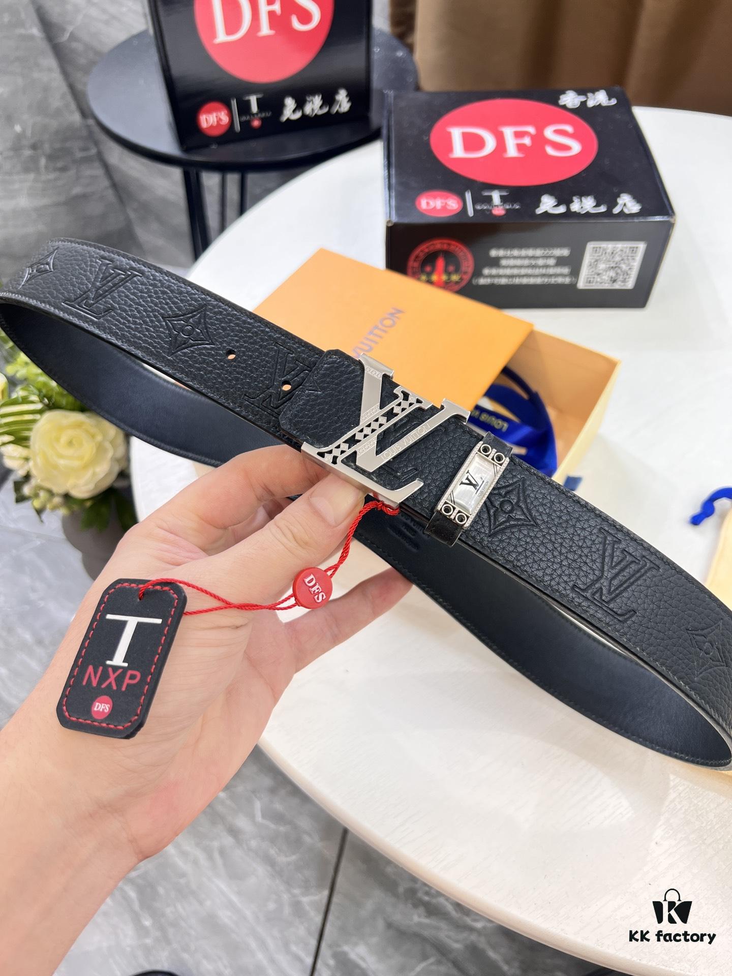 693203033a89a121ed550ef0 Louis Vuitton LV Men's Belt, 3.8cm Width, Genuine Top-Layer Cowhide, Reversible Design, Imported Original Factory Print, Precision Metal Hardware