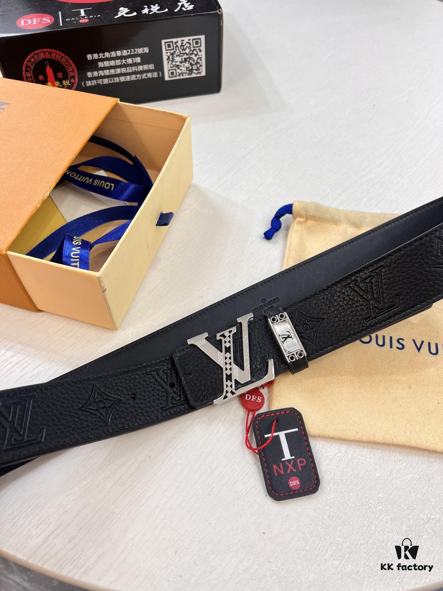693203033a89a121ed550ef1 Louis Vuitton LV Men's Belt, 3.8cm Width, Genuine Top-Layer Cowhide, Reversible Design, Imported Original Factory Print, Precision Metal Hardware