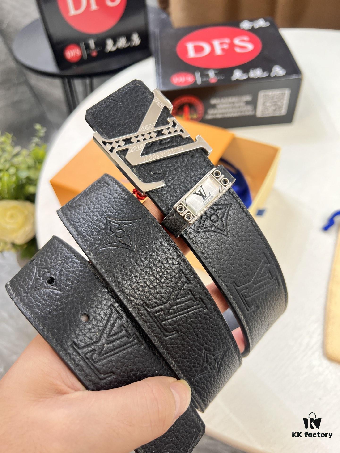 693203033a89a121ed550ef2 Louis Vuitton LV Men's Belt, 3.8cm Width, Genuine Top-Layer Cowhide, Reversible Design, Imported Original Factory Print, Precision Metal Hardware
