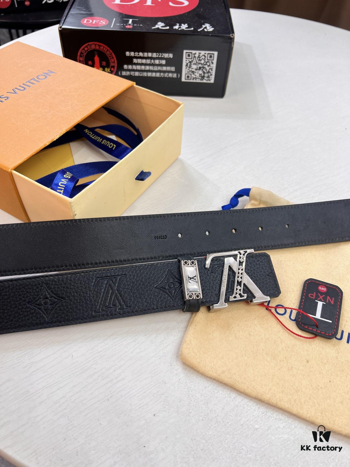 693203033a89a121ed550ef3 Louis Vuitton LV Men's Belt, 3.8cm Width, Genuine Top-Layer Cowhide, Reversible Design, Imported Original Factory Print, Precision Metal Hardware