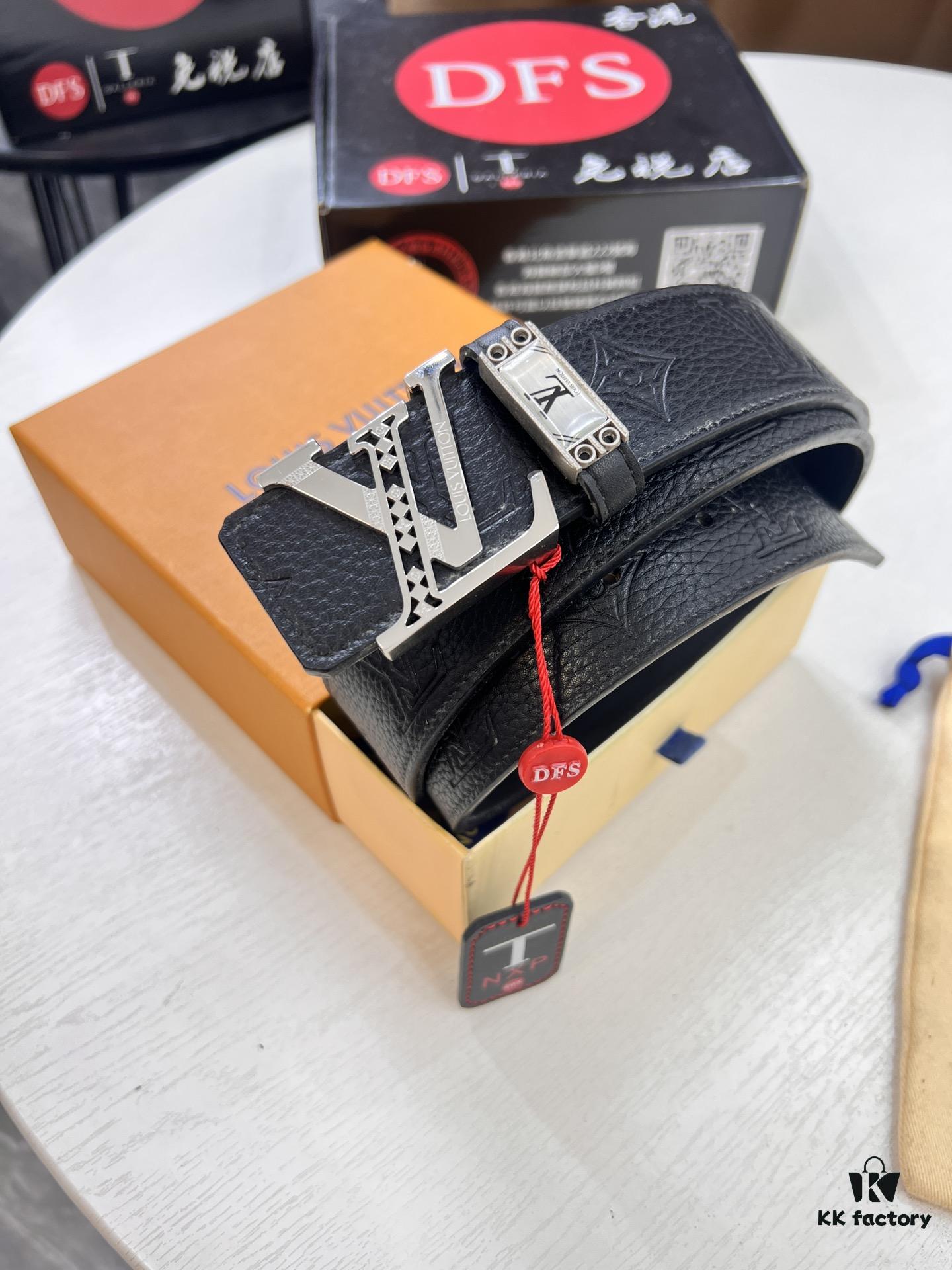 693203033a89a121ed550ef4 Louis Vuitton LV Men's Belt, 3.8cm Width, Genuine Top-Layer Cowhide, Reversible Design, Imported Original Factory Print, Precision Metal Hardware