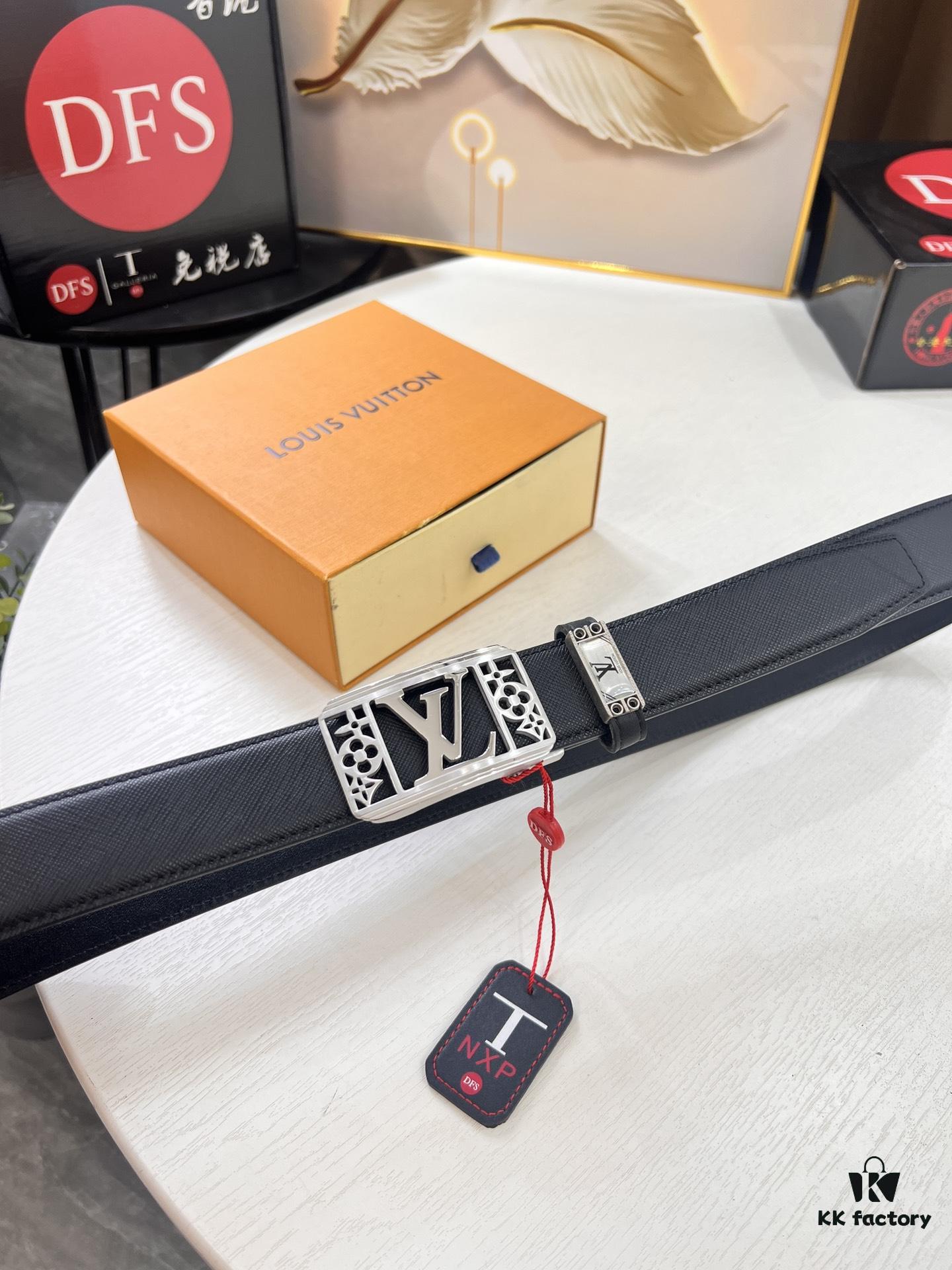 693203043a89a121ed550efa Louis Vuitton Automatic Buckle Belt, Full-Grain Imported Calfskin with Fine Grain Calf Leather, 3.5cm Width, Top-Quality Business Formal Belt
