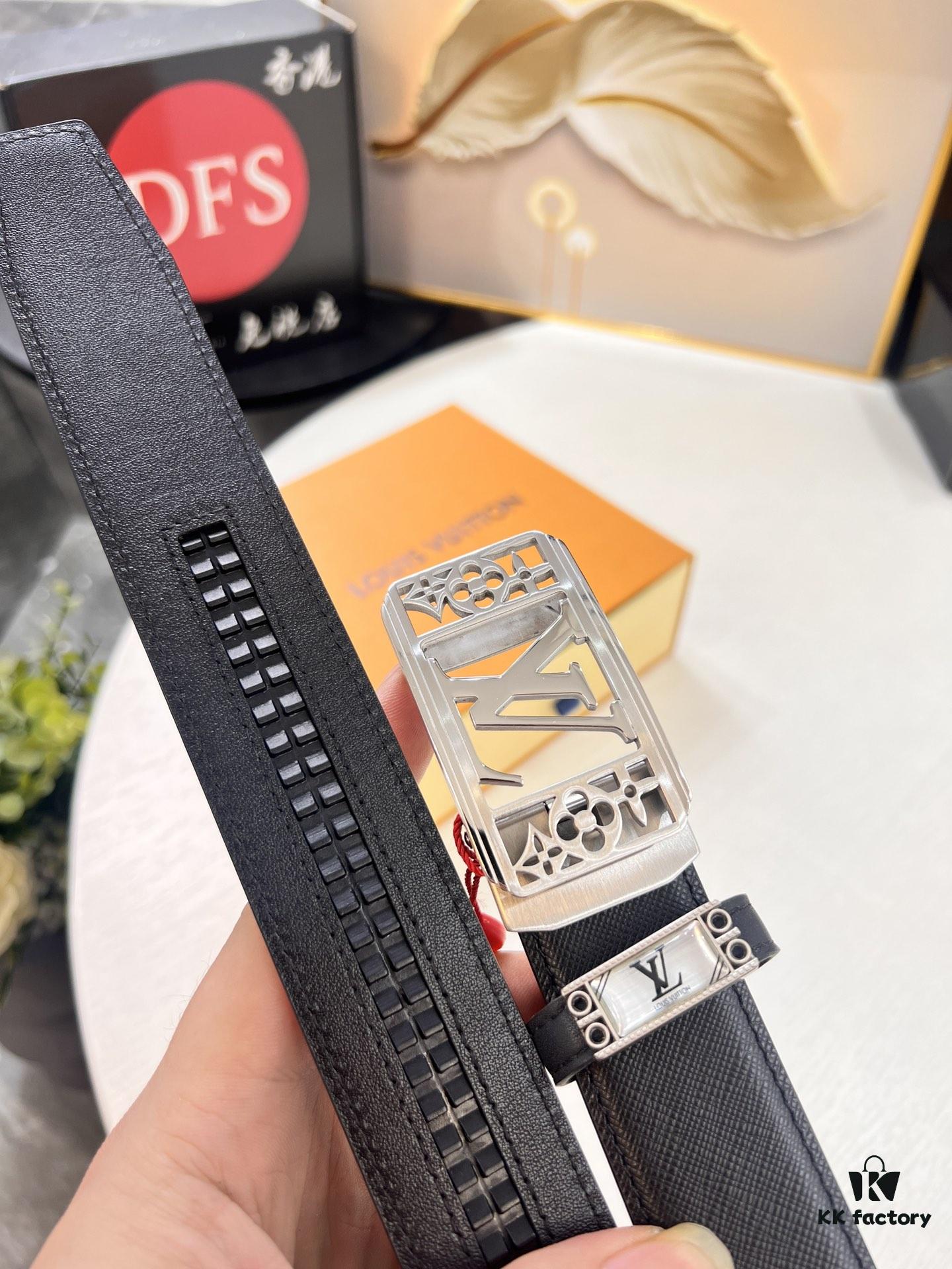 693203043a89a121ed550efb Louis Vuitton Automatic Buckle Belt, Full-Grain Imported Calfskin with Fine Grain Calf Leather, 3.5cm Width, Top-Quality Business Formal Belt