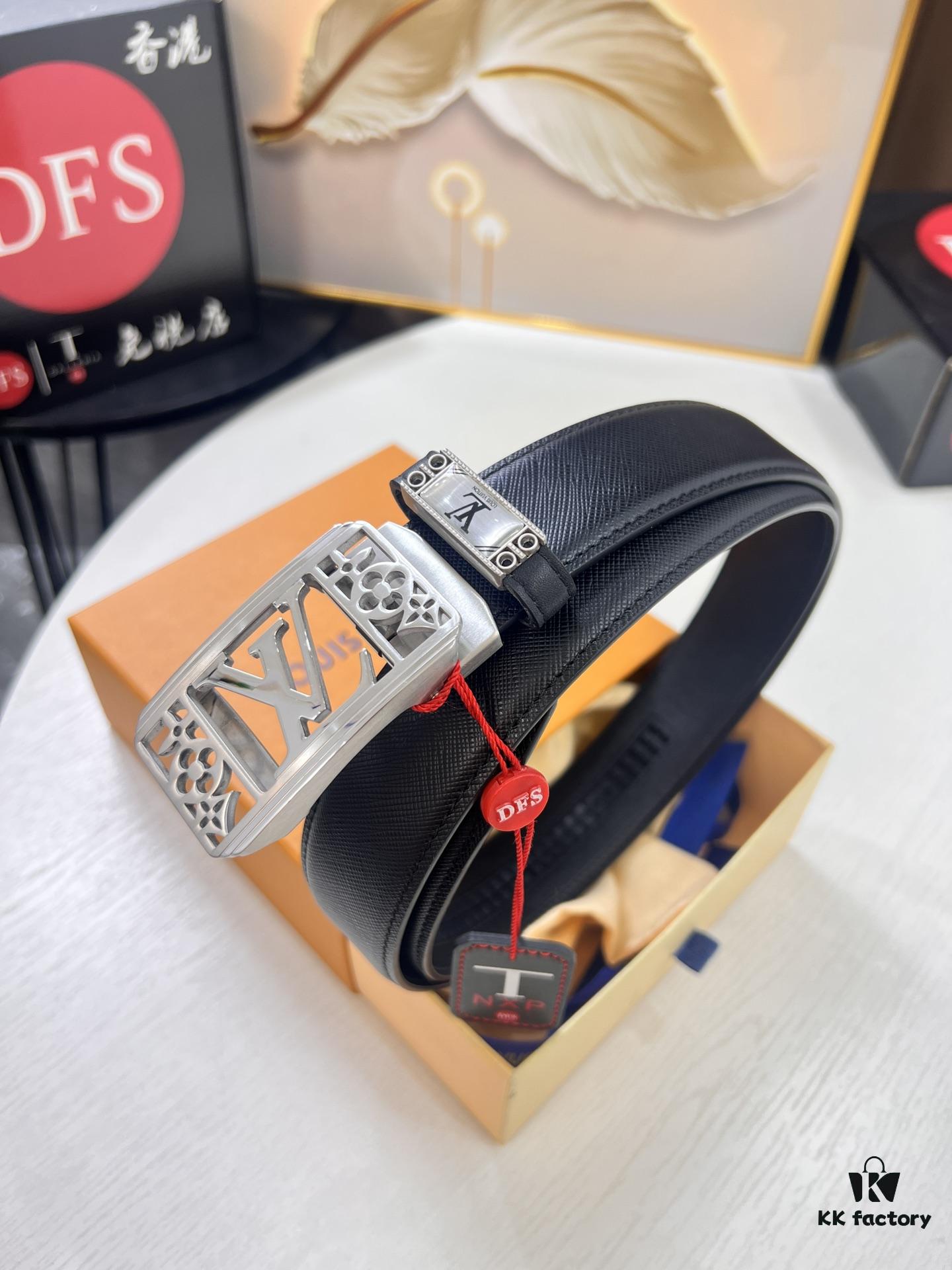 693203043a89a121ed550efc Louis Vuitton Automatic Buckle Belt, Full-Grain Imported Calfskin with Fine Grain Calf Leather, 3.5cm Width, Top-Quality Business Formal Belt