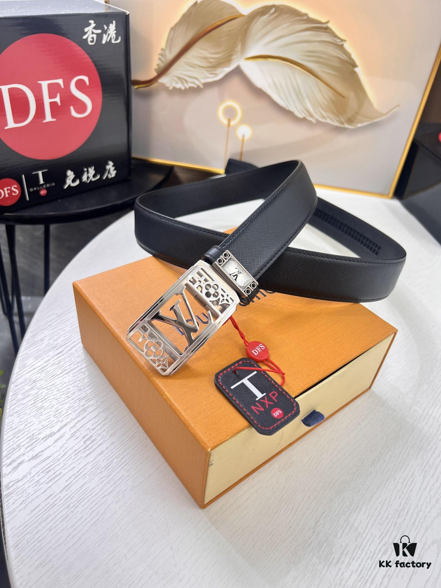 693203043a89a121ed550efe Louis Vuitton Automatic Buckle Belt, Full-Grain Imported Calfskin with Fine Grain Calf Leather, 3.5cm Width, Top-Quality Business Formal Belt