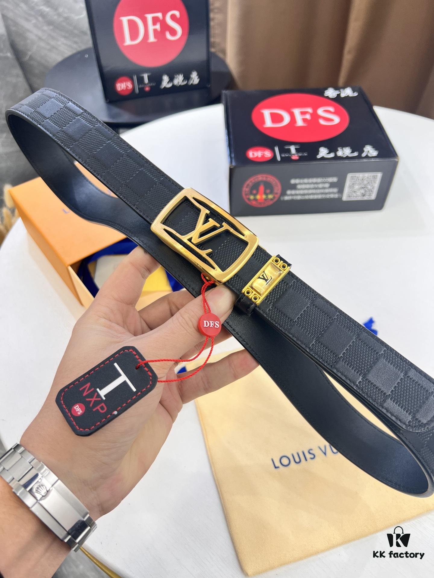 693203053a89a121ed550f09 Louis Vuitton Automatic Buckle Belt, Top-Quality Genuine Leather, Imported Grain Leather with Fine-Grain Calfskin, 3.5cm Width, LV Stainless Steel Hardware