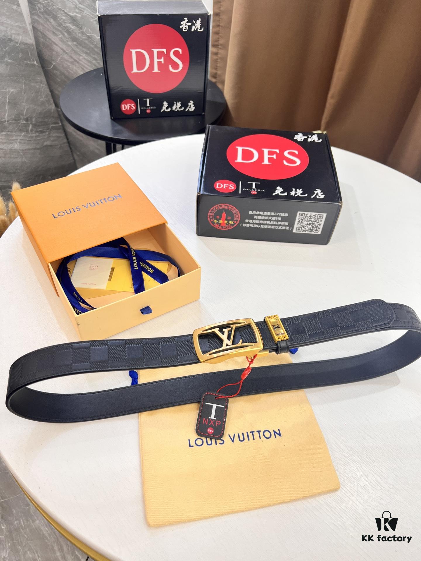 693203053a89a121ed550f0a Louis Vuitton Automatic Buckle Belt, Top-Quality Genuine Leather, Imported Grain Leather with Fine-Grain Calfskin, 3.5cm Width, LV Stainless Steel Hardware