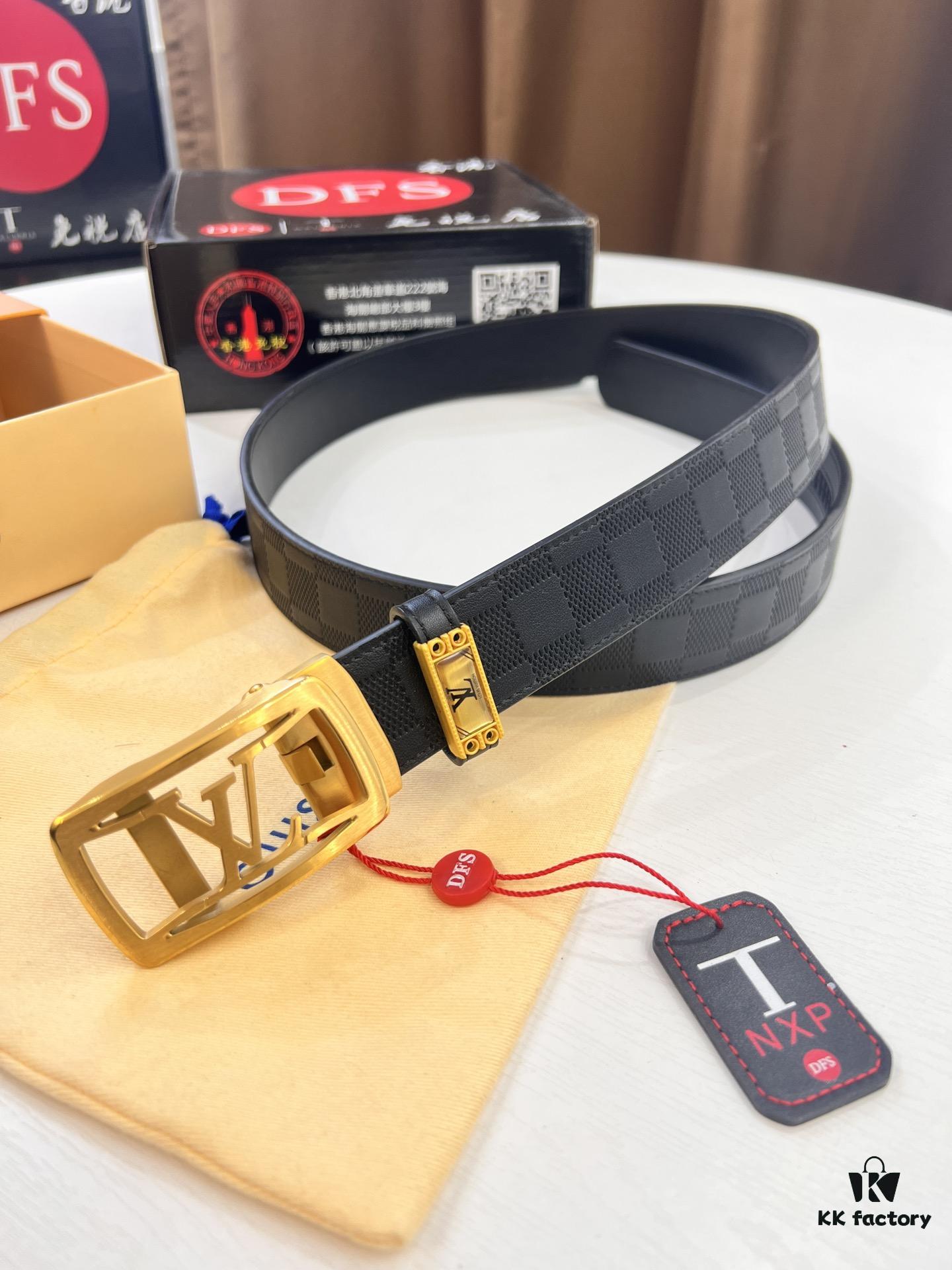 693203053a89a121ed550f0c Louis Vuitton Automatic Buckle Belt, Top-Quality Genuine Leather, Imported Grain Leather with Fine-Grain Calfskin, 3.5cm Width, LV Stainless Steel Hardware