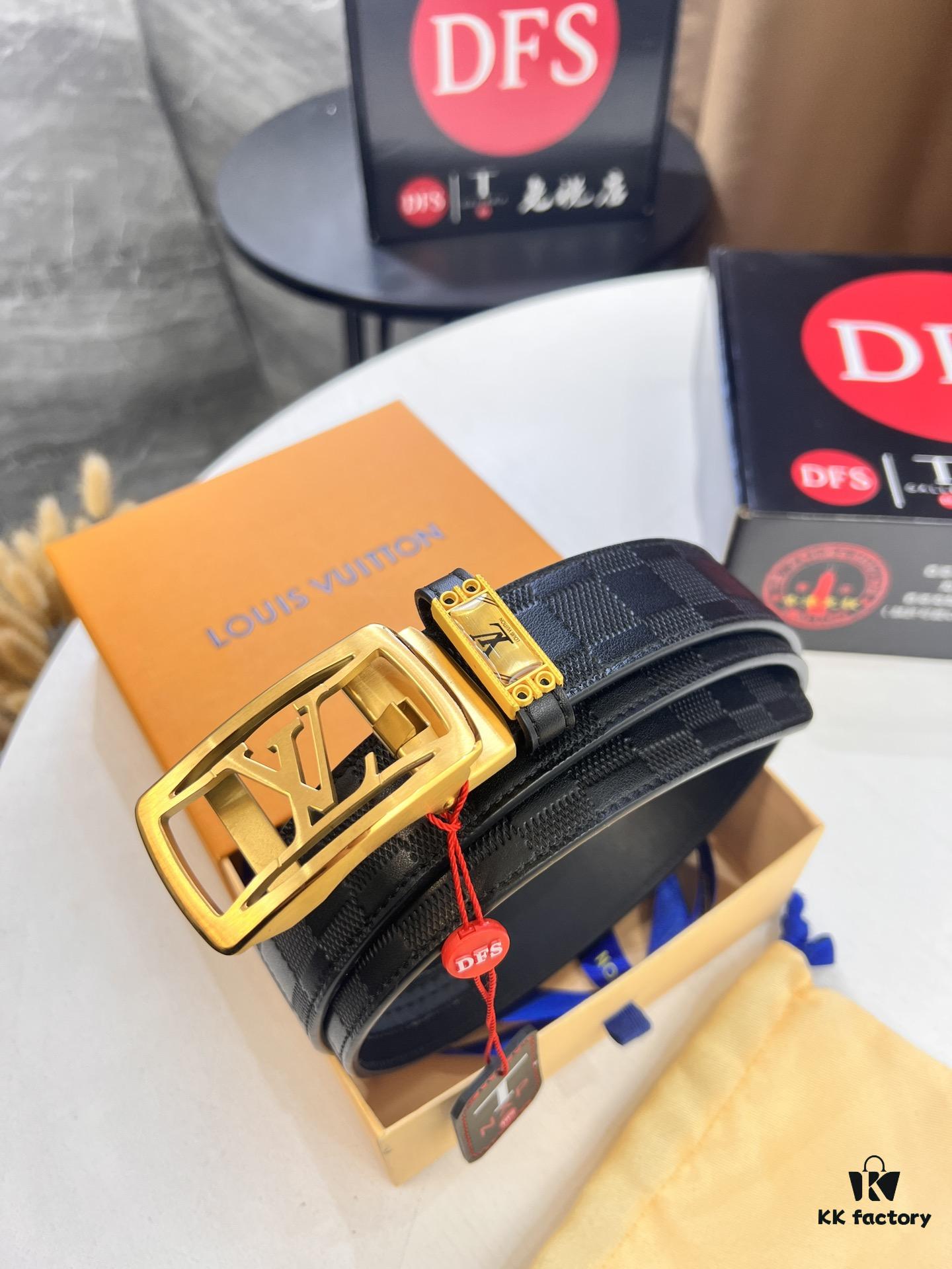 693203053a89a121ed550f0d Louis Vuitton Automatic Buckle Belt, Top-Quality Genuine Leather, Imported Grain Leather with Fine-Grain Calfskin, 3.5cm Width, LV Stainless Steel Hardware