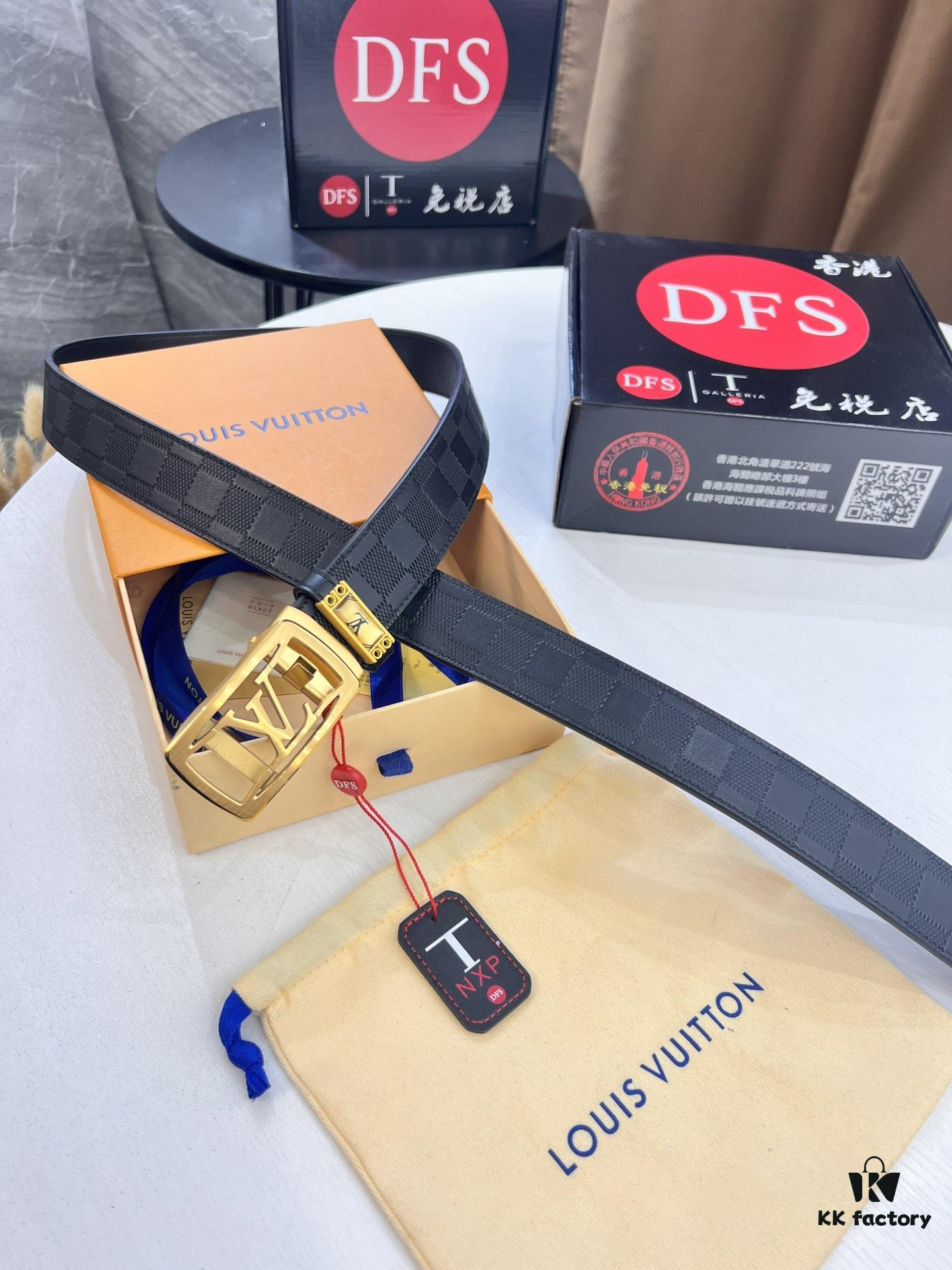 693203053a89a121ed550f0e Louis Vuitton Automatic Buckle Belt, Top-Quality Genuine Leather, Imported Grain Leather with Fine-Grain Calfskin, 3.5cm Width, LV Stainless Steel Hardware