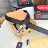 693203063a89a121ed550f14 Louis Vuitton Automatic Buckle Belt, Top-Quality Genuine Leather, 3.5cm Width, Imported Grain Leather with Fine-Grained Calfskin, Smooth Slide Mechanism
