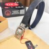 693203063a89a121ed550f15 Louis Vuitton Automatic Buckle Belt, Top-Quality Genuine Leather, 3.5cm Width, Imported Grain Leather with Fine-Grained Calfskin, Smooth Slide Mechanism