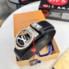 LV Men's Leather Belt, Top-Quality Business Formal Belt with Automatic Slide Buckle, 3.5 cm Width, Imported Cowhide