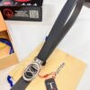 LV Men's Leather Belt, Top-Quality Business Formal Belt with Automatic Slide Buckle, 3.5 cm Width, Imported Cowhide