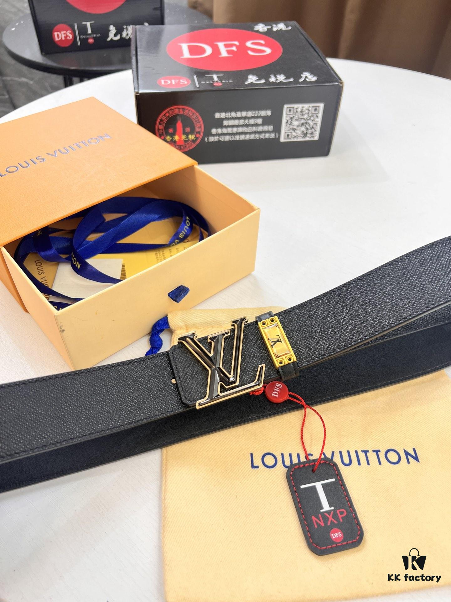 693203073a89a121ed550f2a Top-Tier LV Louis Vuitton L-Logo Polished Stainless Steel Buckle Belt - Imported French Cross Grain Top Layer Cowhide, 3.8cm Width, with NXP Anti-Counterfeit Chip (Authenticity Guaranteed)