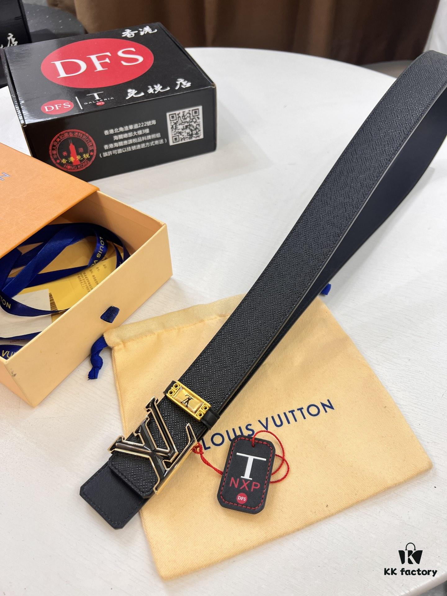693203073a89a121ed550f2b Top-Tier LV Louis Vuitton L-Logo Polished Stainless Steel Buckle Belt - Imported French Cross Grain Top Layer Cowhide, 3.8cm Width, with NXP Anti-Counterfeit Chip (Authenticity Guaranteed)
