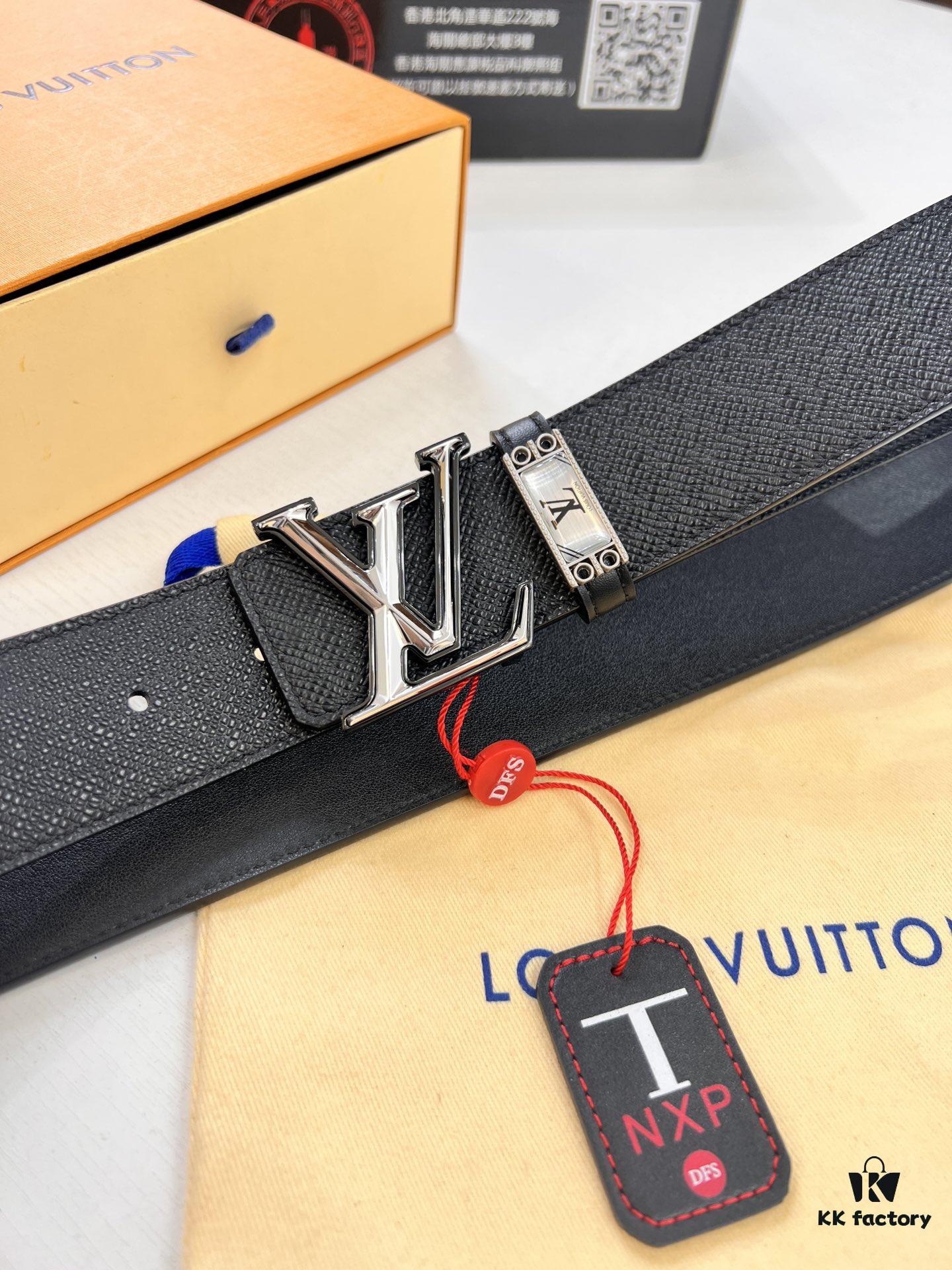 693203083a89a121ed550f31 Top-Tier LV Louis Vuitton Belt - Genuine L-Logo Polished Stainless Steel Hardware, French Imported Cross-Grain Top-Layer Calfskin, 3.8cm Width, Original NXP RFID Anti-Counterfeit Chip (Hong Kong Duty-Free Exclusive Gift Box)