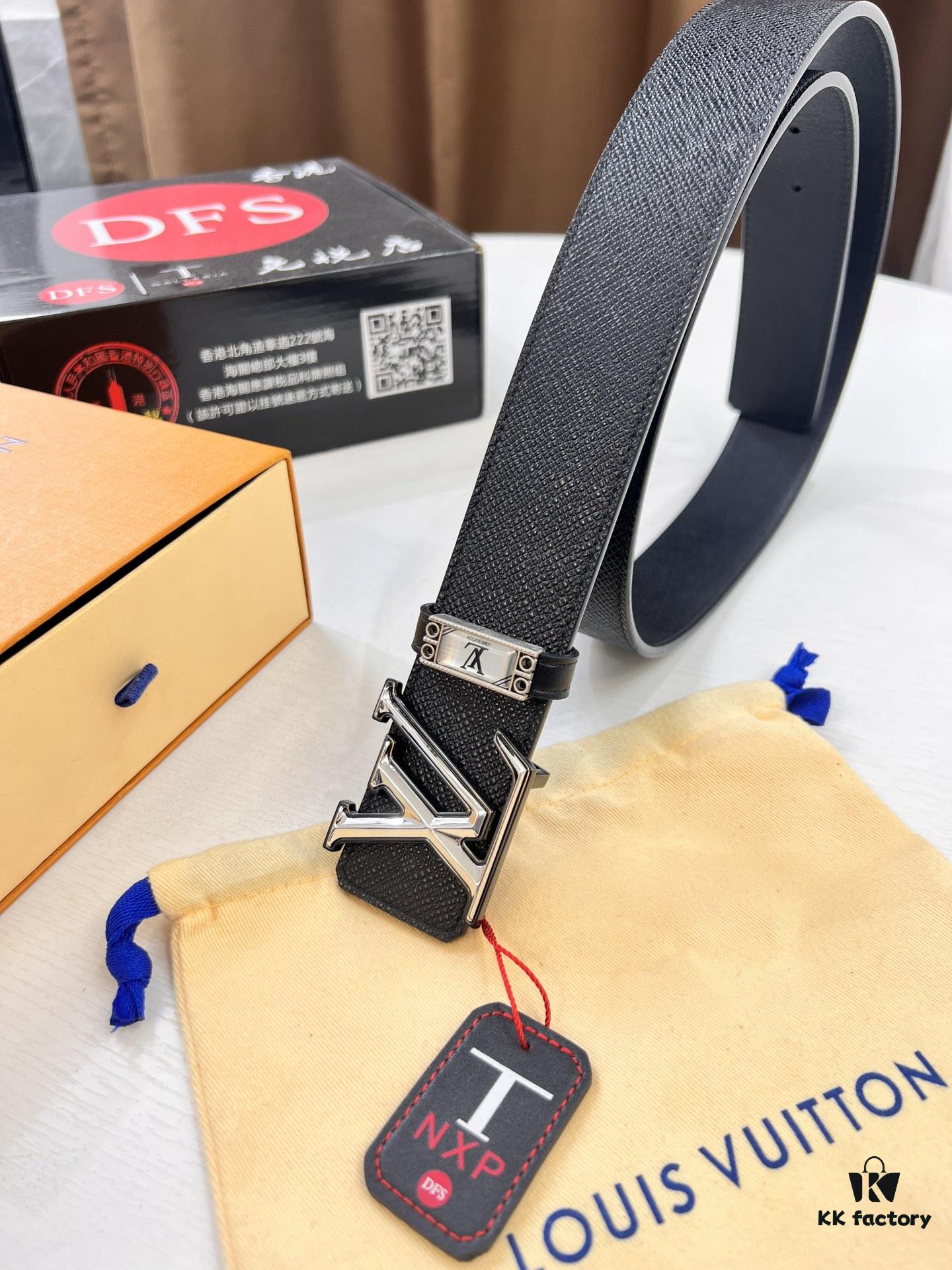 693203083a89a121ed550f33 Top-Tier LV Louis Vuitton Belt - Genuine L-Logo Polished Stainless Steel Hardware, French Imported Cross-Grain Top-Layer Calfskin, 3.8cm Width, Original NXP RFID Anti-Counterfeit Chip (Hong Kong Duty-Free Exclusive Gift Box)