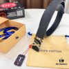 6932030c3a89a121ed550f5f LV Men's Leather Belt with L-Shape Bicolor Stainless Steel Buckle, 3.8cm Width, Top-Tier Duty-Free Grade, Genuine First-Layer Calfskin with Embossed Logo