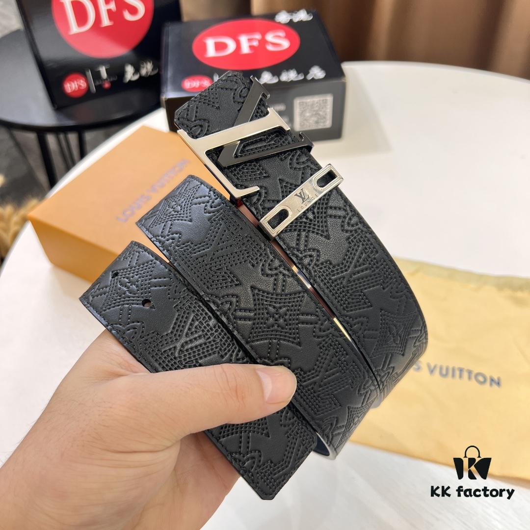 6932030c3a89a121ed550f64 Luxury LV Belt with L-Shape Bicolor Stainless Steel Buckle, Top-Tier Duty-Free Hong Kong Gift Box, French Premium Embossed Full-Grain Calfskin, 3.8cm Width