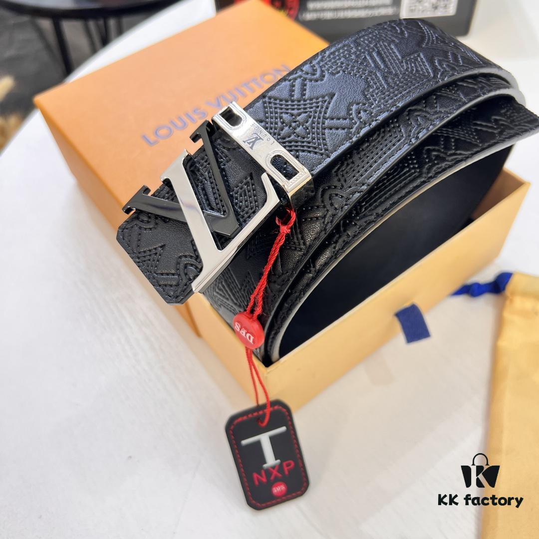 6932030c3a89a121ed550f66 Luxury LV Belt with L-Shape Bicolor Stainless Steel Buckle, Top-Tier Duty-Free Hong Kong Gift Box, French Premium Embossed Full-Grain Calfskin, 3.8cm Width