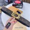 6932030e3a89a121ed550f7b LV Men's Belt, New Monogram PVC Imported Fabric, Genuine Cowhide with Diamond-Paved Box Letter Hardware, 3.8cm Width