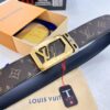 6932030e3a89a121ed550f7c LV Men's Belt, New Monogram PVC Imported Fabric, Genuine Cowhide with Diamond-Paved Box Letter Hardware, 3.8cm Width