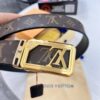 6932030e3a89a121ed550f7d LV Men's Belt, New Monogram PVC Imported Fabric, Genuine Cowhide with Diamond-Paved Box Letter Hardware, 3.8cm Width